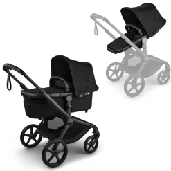 Bugaboo Kinderwagen 3 in 1 Fox 5 Renew Complete Black | Heritage Black + Bugaboo Autostoel Groep 0 Turtle Air by Nuna Black + Draaibare Isofix Base 360 + Autostoel adapters