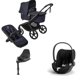 Bugaboo Kinderwagen 3 in 1 Fox 5 Renew Complete Black | Deep Indigo + Cybex Autostoel Groep 0 Cloud T I Size Sepia Black + Draaibare Base T Black
