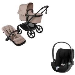Bugaboo Kinderwagen 3 in 1 Fox 5 Renew Complete Black | Desert Taupe Melange + Cybex Autostoel Groep 0 Cloud T I Size Sepia Black