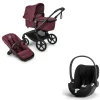 Bugaboo Kinderwagen 3 in 1 Fox 5 Renew Complete Black | Dark Cherry + Cybex Autostoel Groep 0 Cloud T I Size Sepia Black