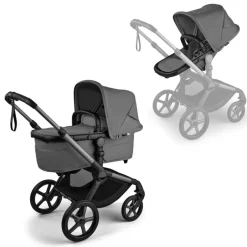 Bugaboo Kinderwagen 3 in 1 Fox 5 Renew Complete Graphite | Moon Grey + Bugaboo Autostoel Groep 0 Turtle Air by Nuna Black + Draaibare Isofix Base 360