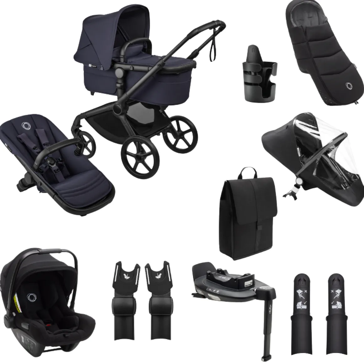 Bugaboo Kinderwagen Fox 5 Renew Ultieme Newborn Bundel Complete Black | Deep Indigo