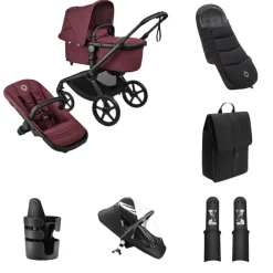 Bugaboo Kinderwagen Fox 5 Renew Essentiële Bundel Complete Black | Dark Cherry
