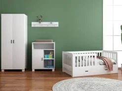 Cabino Peuterkamer Met Lade Joan Wit 3 Delig met Commode Mila en Mila Kledingkast