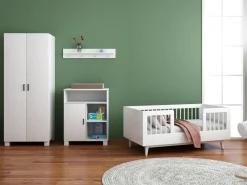 Cabino Peuterkamer Timo Wit 3 Delig met Commode Mila en Mila Kledingkast