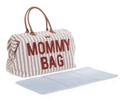 Childhome Mommy Bag Strepen - Nude/Terracotta