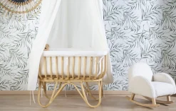 Childhome Rattan Wieg + Matras + Jersey Omrander Ecru