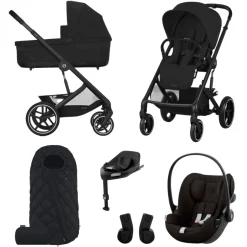 Cybex Kinderwagen 3 in 1 Balios One Box Comfort Moon Black + Voetenzak + Base G