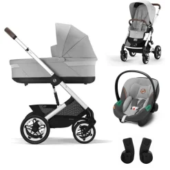 Cybex Kinderwagen 3 In 1 Talos S Lux Silver Lava Grey Mid Grey Met Cybex Autostoel Aton S2
