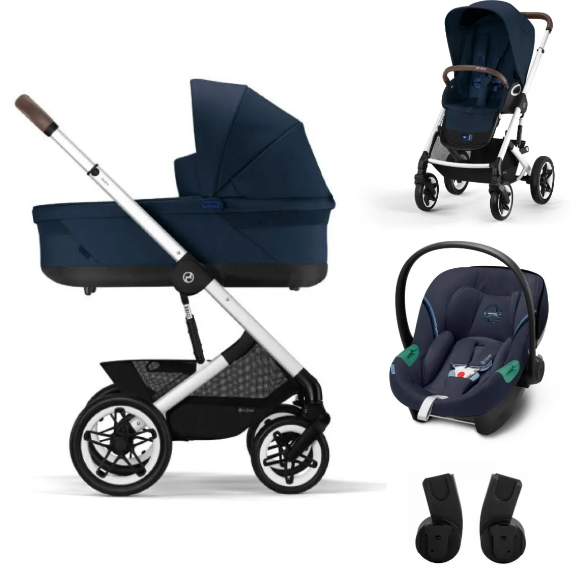 Cybex Kinderwagen 3 In 1 Talos S Lux Silver Ocean Blue Navy Blue Met Cybex Autostoel Aton S2