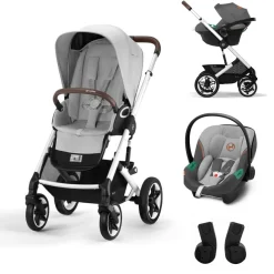 Cybex Kinderwagen Talos S Lux Silver Lava Grey Mid Grey Met Cybex Autostoel Aton S2