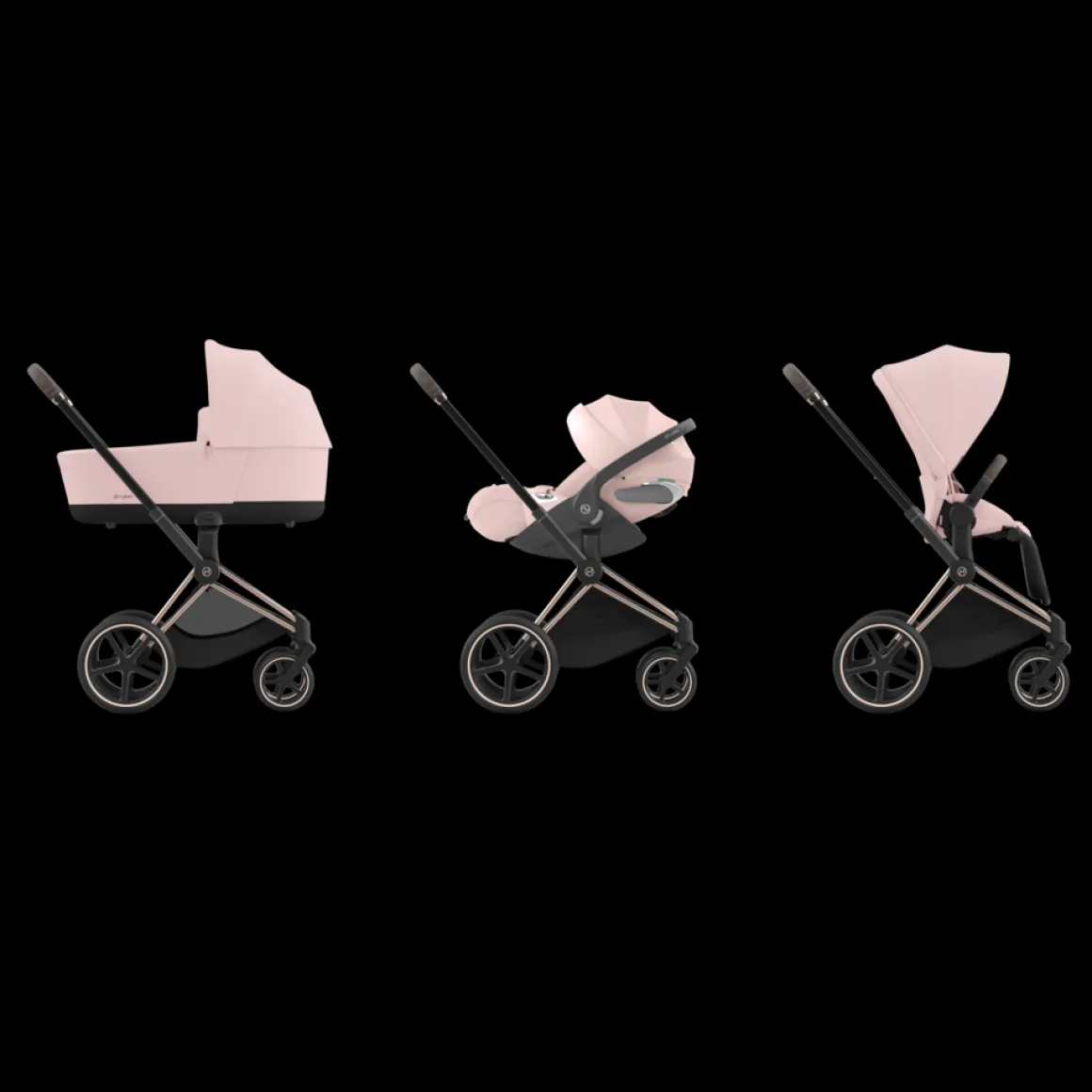 Cybex Priam Kinderwagen 3 In 1 Peach Pink Light Pink Kies Kleur Frame Met Cybex Autostoel Cloud T
