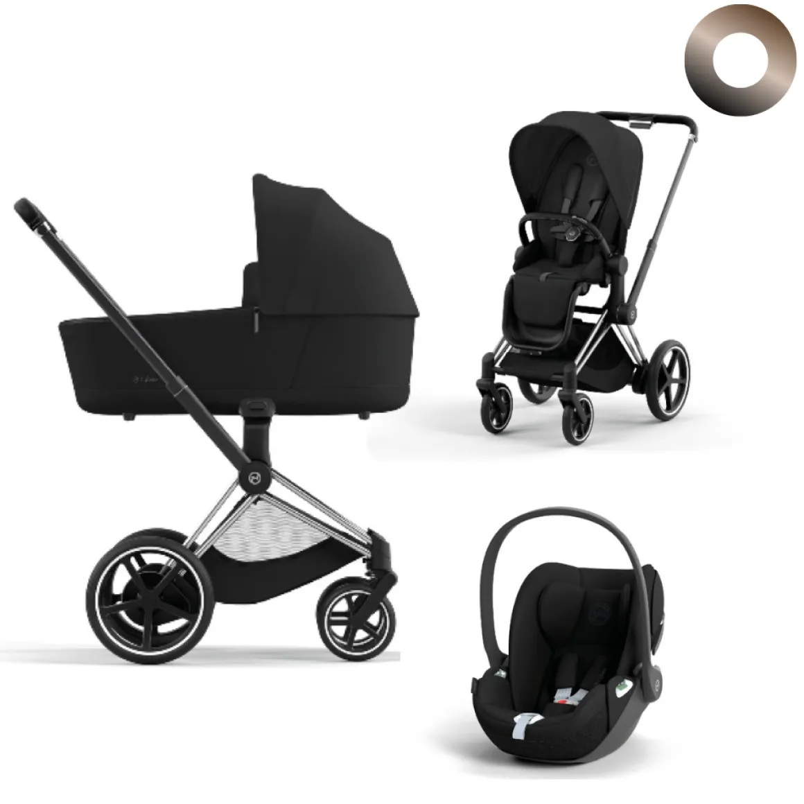 Cybex Priam Kinderwagen 3 In 1 Sepia Black Kies Kleur Frame Met Cybex Autostoel Cloud T