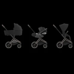 Cybex Priam Kinderwagen 3 In 1 Sepia Black Kies Kleur Frame Met Cybex Autostoel Cloud T