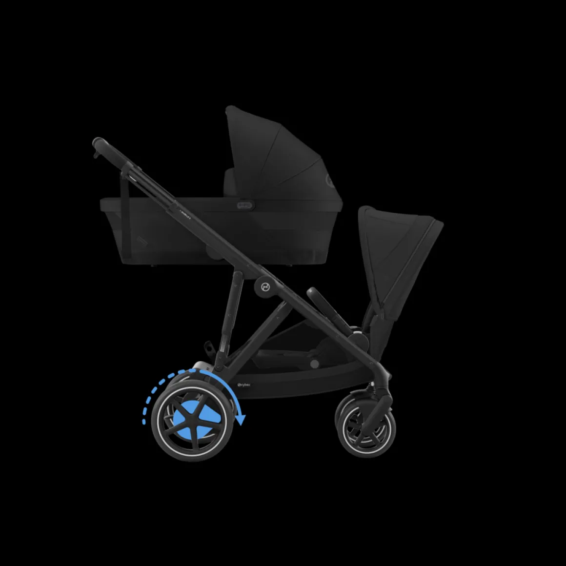 Cybex Tweeling Kinderwagen e-Gazelle S Black Moon Black