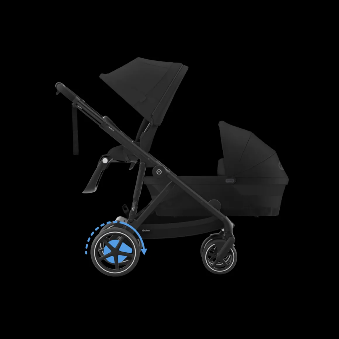 Cybex Tweeling Kinderwagen e-Gazelle S Black Moon Black