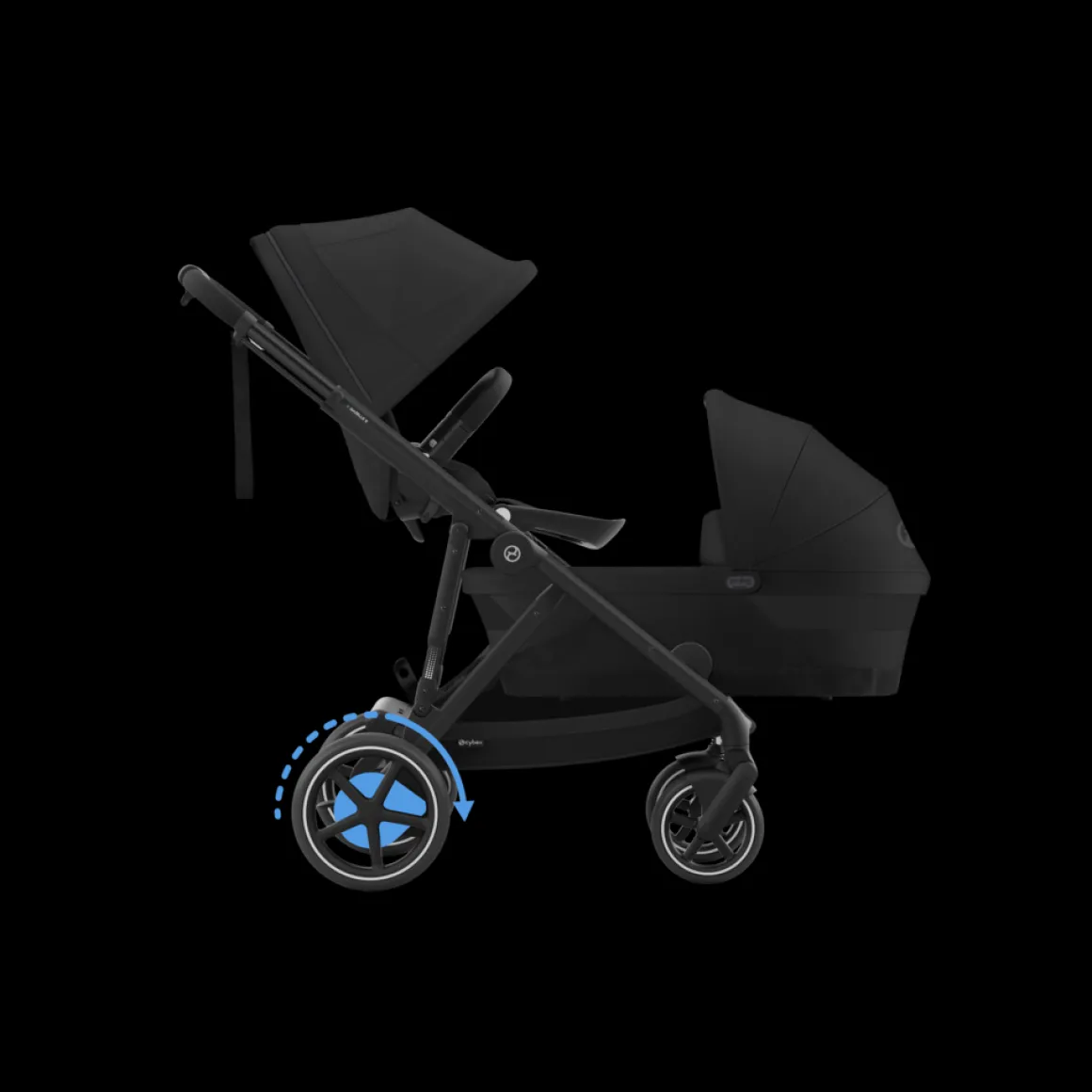 Cybex Tweeling Kinderwagen e-Gazelle S Black Moon Black