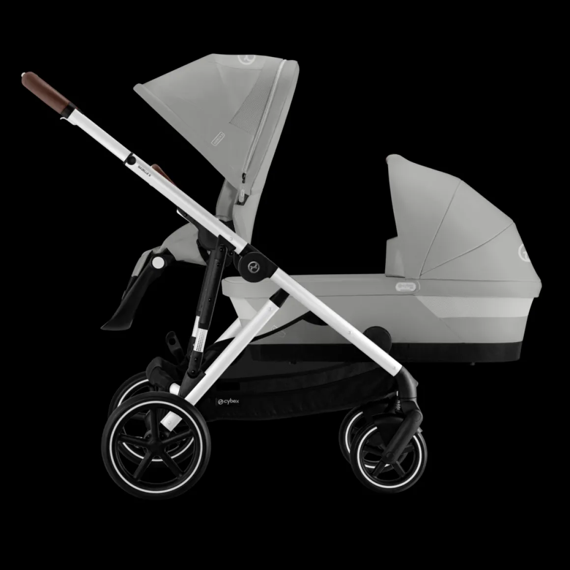 Cybex Tweeling Kinderwagen Gazelle S Silver Stone Grey Mid Grey