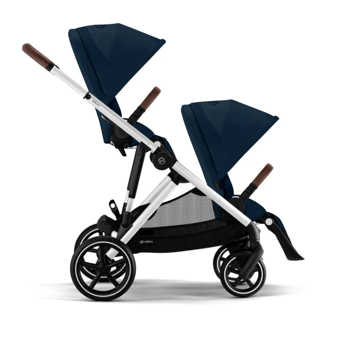 Cybex Tweeling Kinderwagen Gazelle S Silver Ocean Blue Navy Blue