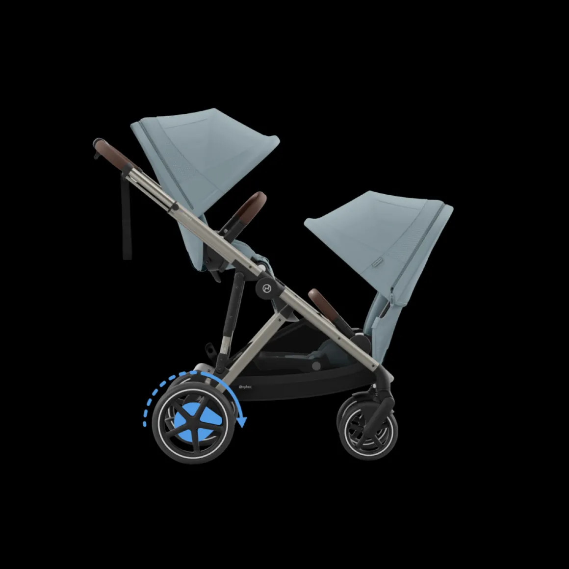 Cybex Tweeling Kinderwagen e-Gazelle S Taupe Stormy Blue Light Blue