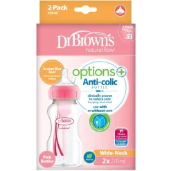 Dr. Brown's Options Brede Halsfles Duo-pack Roze 270 ml