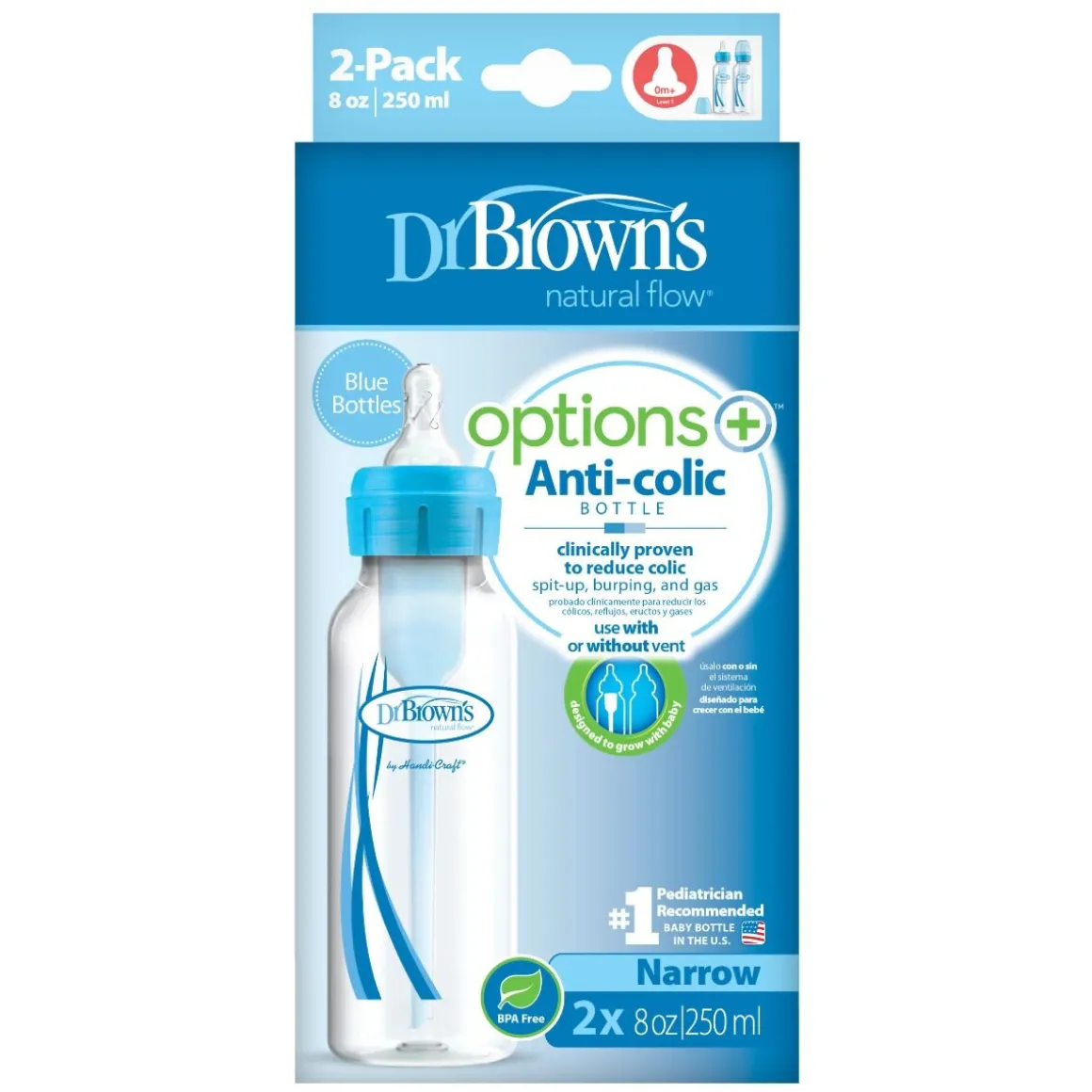 Dr. Brown's Standaardfles Duo-pack Blauw 250 ml