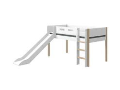 Flexa Nor Halfhoogslaper Rechte Ladder + Glijbaan + Speeltent Transport 90 x 200 cm