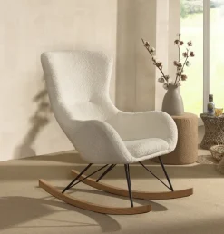 JAXX Rocky Schommelstoel Maxi Wit Bouclé