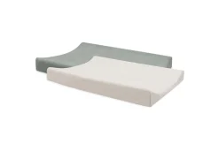 Jollein Aankleedkussenhoes Badstof 50x70cm Sea Green/Ivory - 2 Stuks