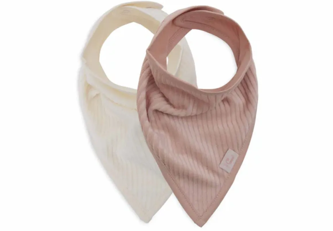 Jollein Bandana Slabbetjes Velvet Rib Wild Rose Ivory 2 Stuks