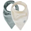 Jollein Bandana Slabbetjes Velvet Rib Sea Green Ivory 2 Stuks