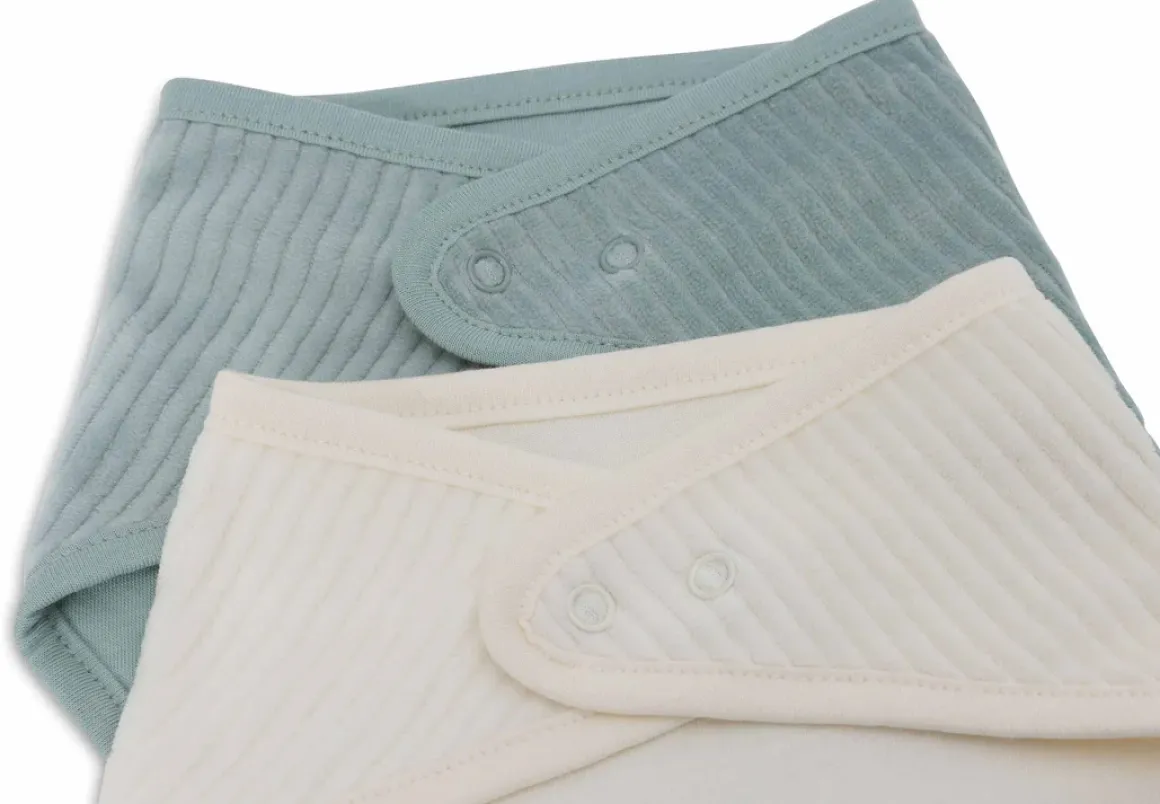 Jollein Bandana Slabbetjes Velvet Rib Sea Green Ivory 2 Stuks