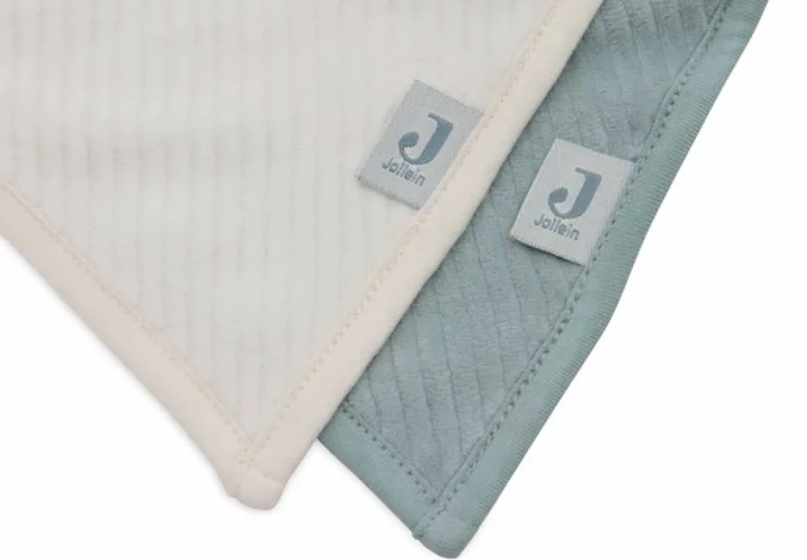 Jollein Bandana Slabbetjes Velvet Rib Sea Green Ivory 2 Stuks