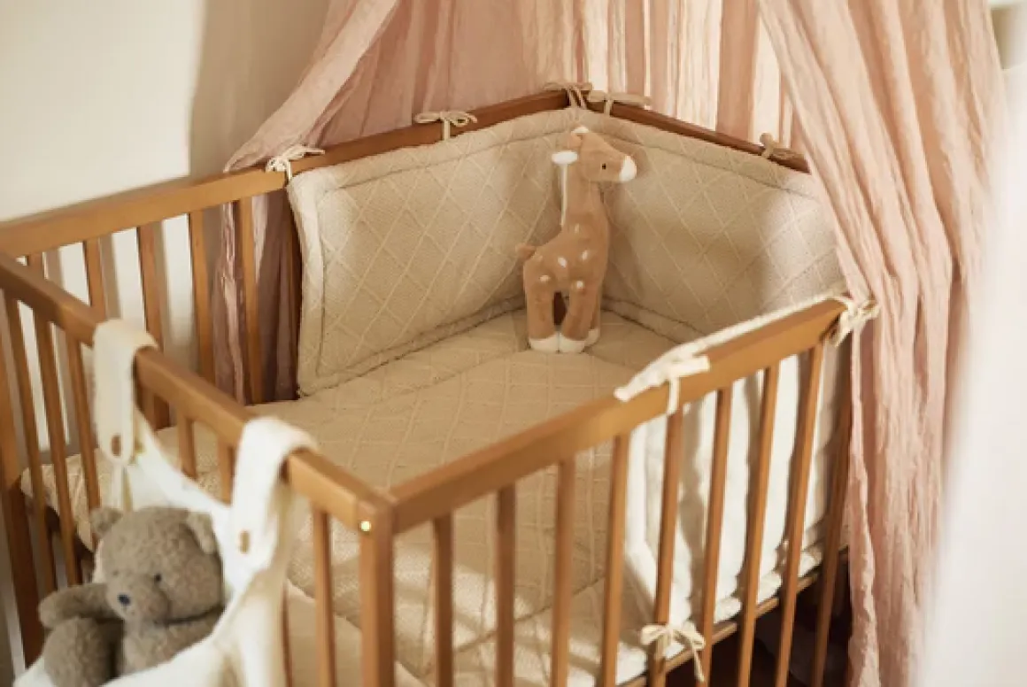 Jollein Boxbumper 180x30cm Check Knit Oatmeal