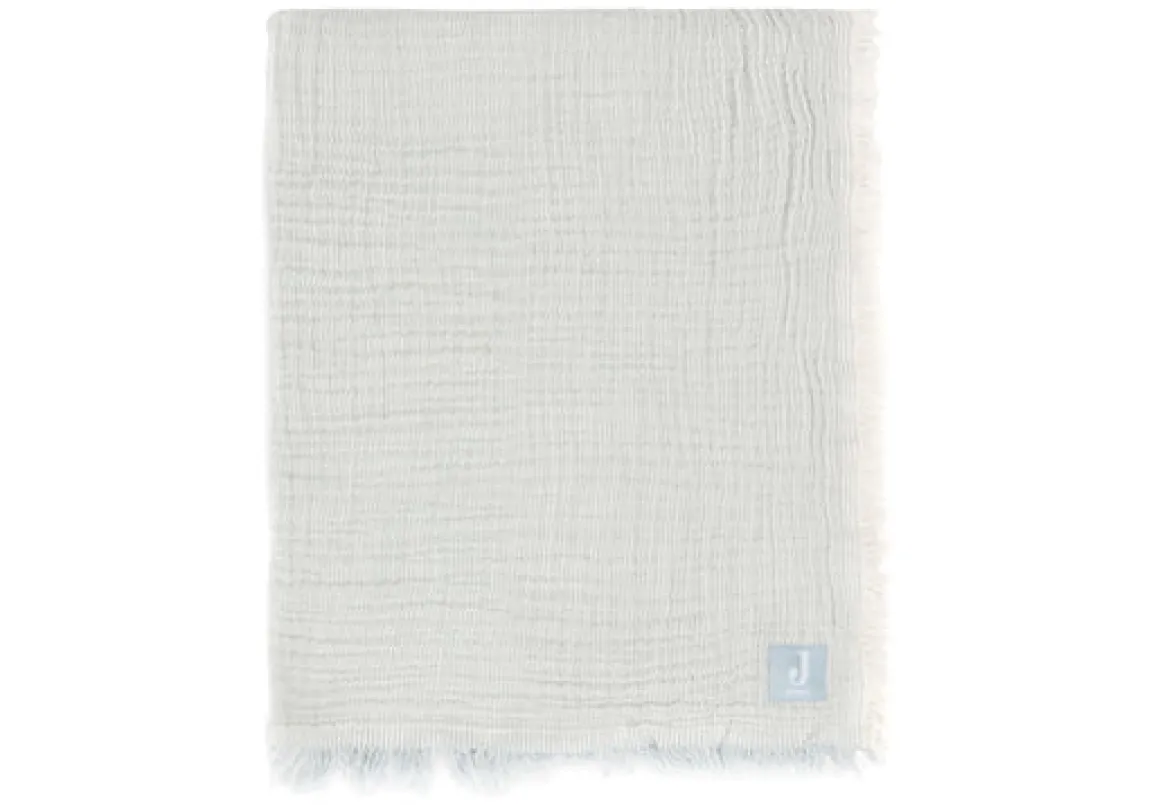 Jollein Deken Ledikant 120x120cm Fringe Stripe Sea Green/Ivory GOTS