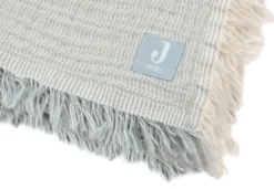 Jollein Deken Ledikant 120x120cm Fringe Stripe Sea Green/Ivory GOTS