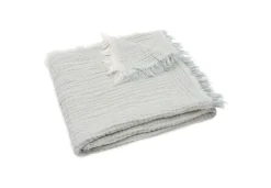 Jollein Deken Ledikant 120x120cm Fringe Stripe Sea Green/Ivory GOTS