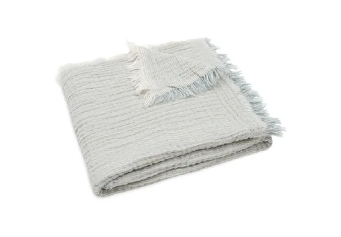 Jollein Deken Ledikant 120x120cm Fringe Stripe Sea Green/Ivory GOTS