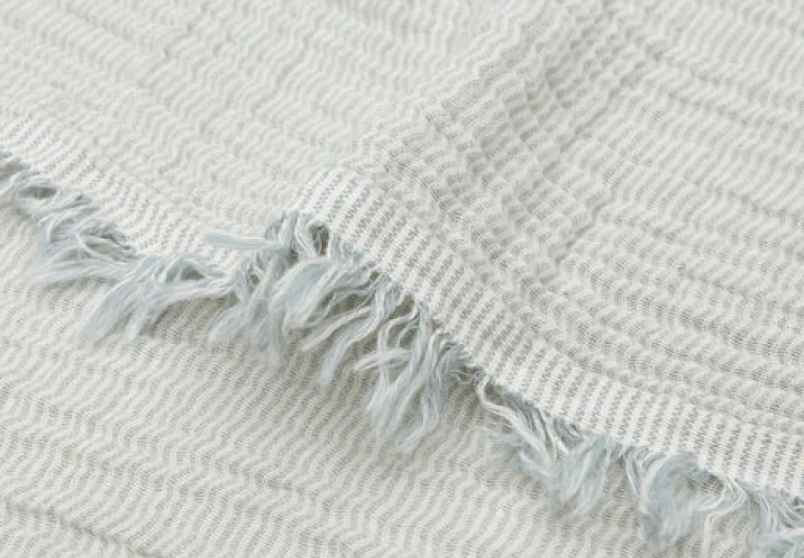 Jollein Deken Ledikant 120x120cm Fringe Stripe Sea Green/Ivory GOTS