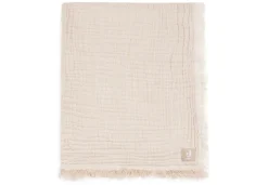 Jollein Deken Ledikant 120x120cm Fringe Stripe Biscuit/Ivory GOTS
