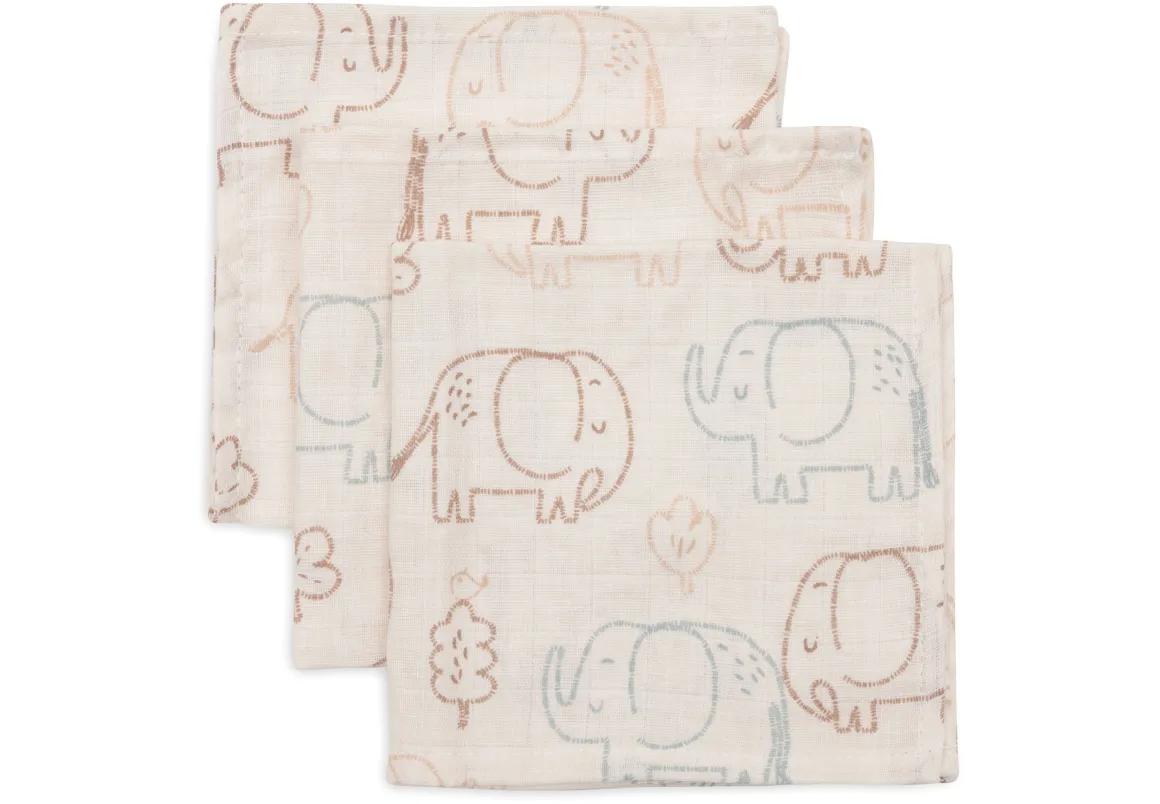 Jollein Hydrofiel Monddoekje 31x31cm Elephant Tales - 3 Stuks