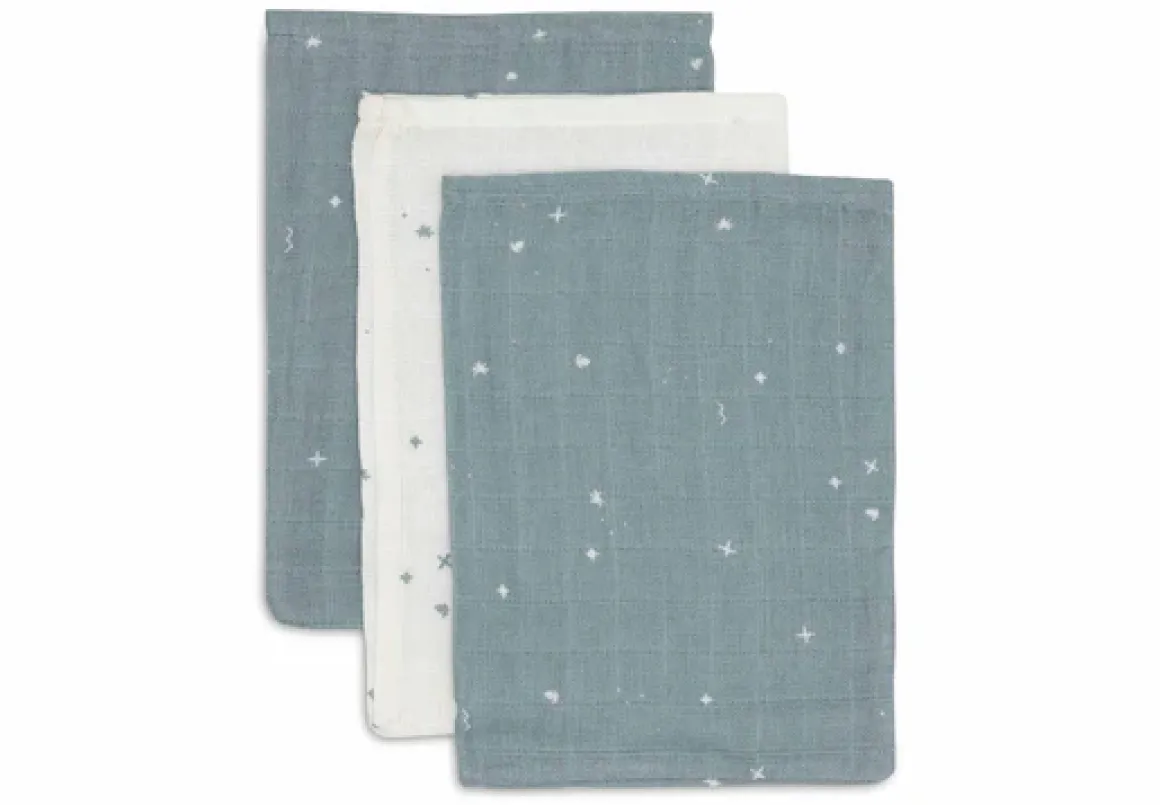 Jollein Hydrofiel Washandje 15x20cm Twinkling Sea Green (3pack)