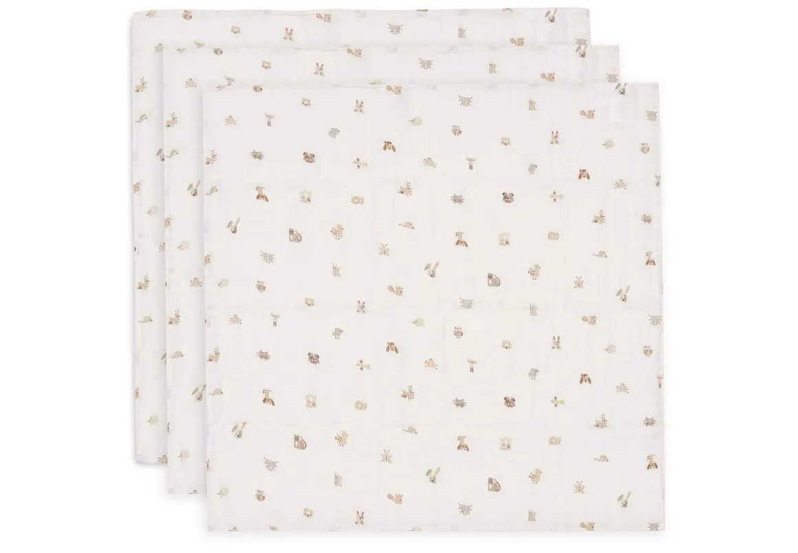 Jollein Hydrofiele Doek Small 70x70cm Animal Friends - 3 Stuks