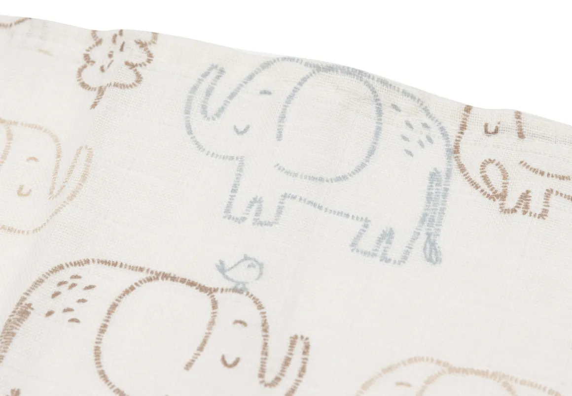 Jollein Hydrofiele Doek Small 70x70cm Elephant Tales - 3 Stuks