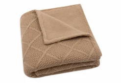 Jollein Ledikantdeken 100 x 150 cm Check Knit Biscuit/Teddy Fleece