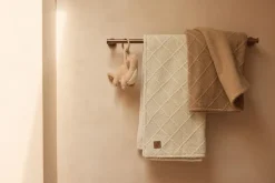 Jollein Ledikantdeken 100 x 150 cm Check Knit Oatmeal/Teddy Fleece