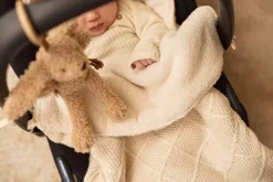 Jollein Voetenzak Groep 0+ Autostoel 3/5 Punts Gordel Check Knit Oatmeal