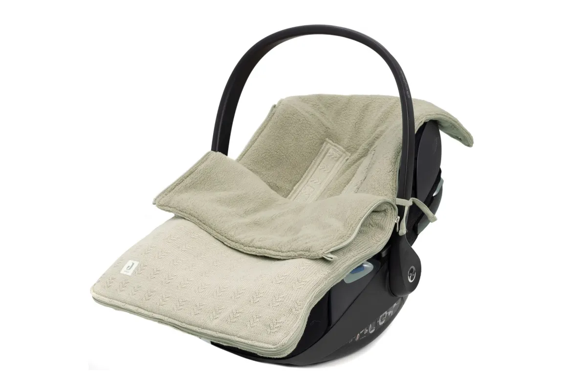 Jollein Voetenzak Groep 0+ Autostoel 3/5 Punts Gordel Grain Knit Olive Green