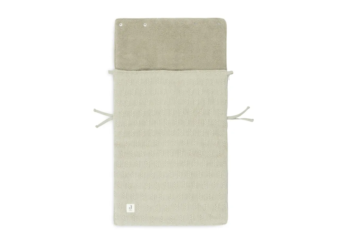 Jollein Voetenzak Groep 0+ Autostoel 3/5 Punts Gordel Grain Knit Olive Green