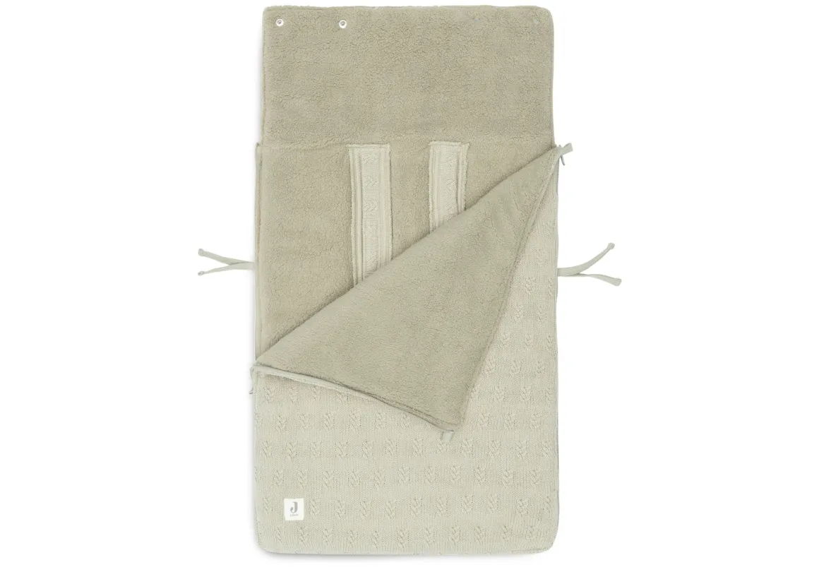 Jollein Voetenzak Groep 0+ Autostoel 3/5 Punts Gordel Grain Knit Olive Green